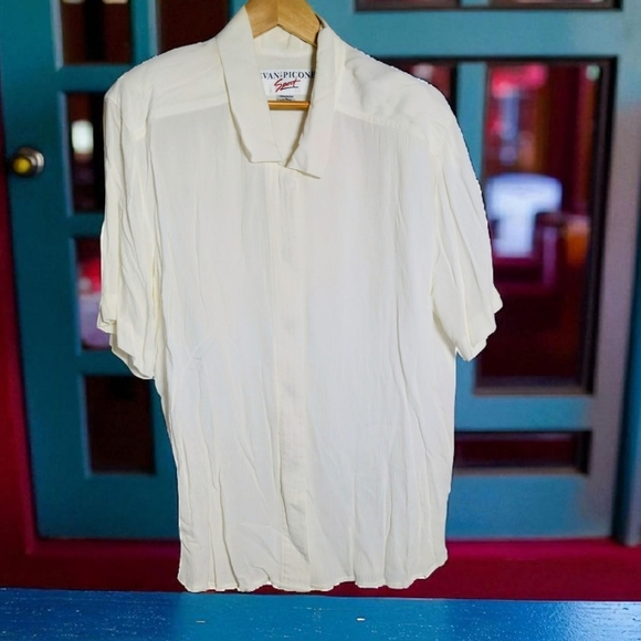Vintage Evan Picone Sport Sz L White Casual Button Down Shirt - Picture 1 of 8